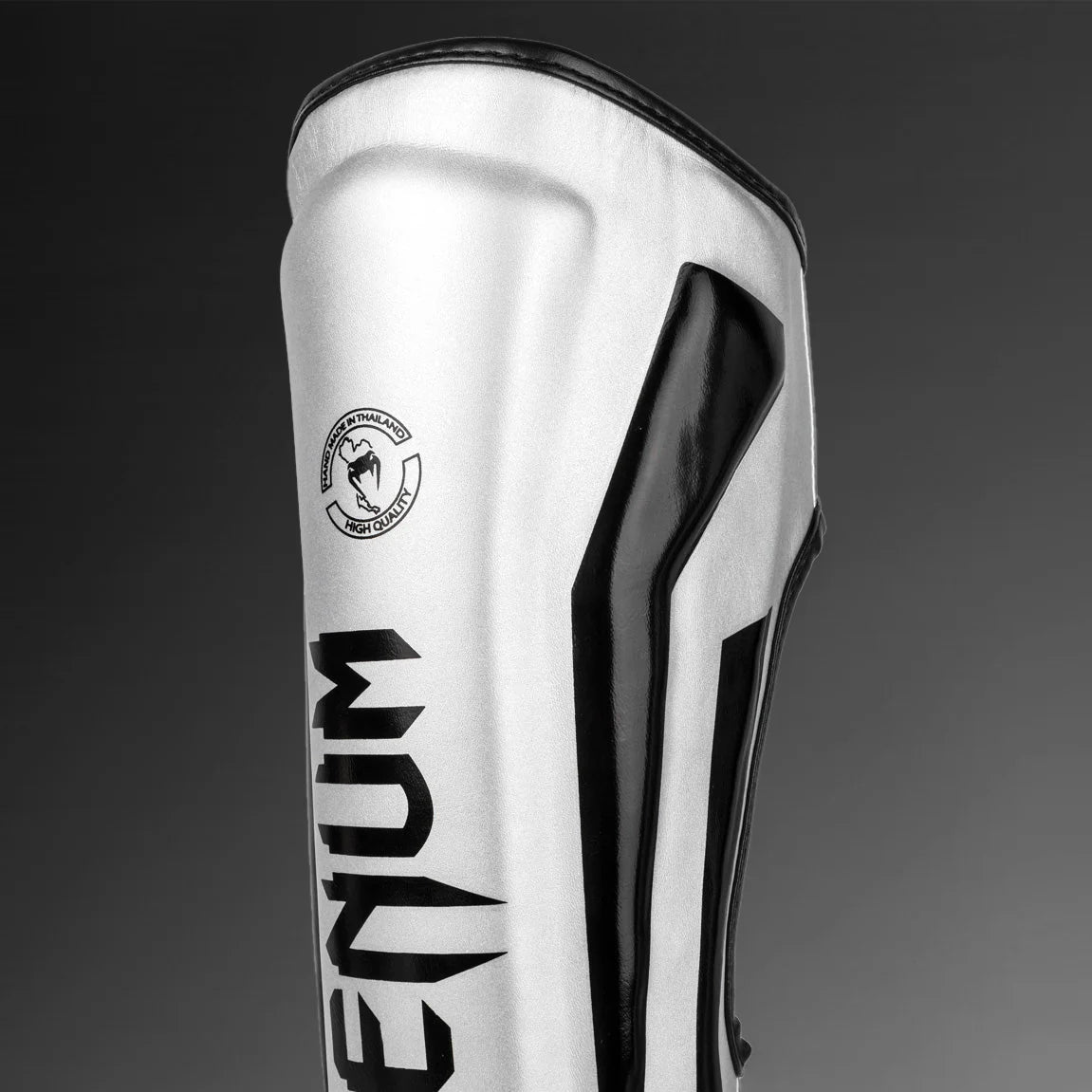 Espinilleras Venum Elite Standup  - Plata/Negro