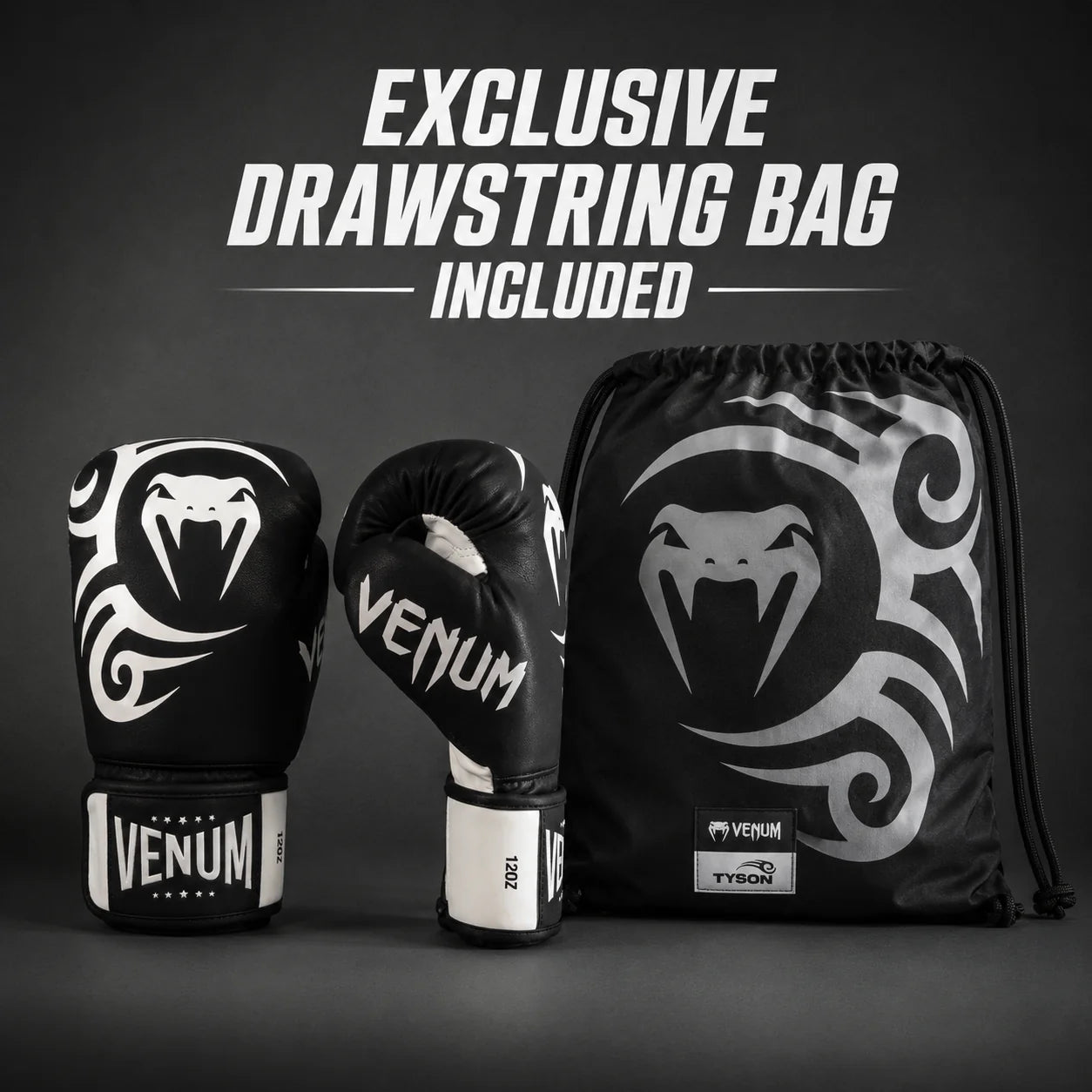 Guantes de boxeo réplica de Venum Mike Tyson - Negro profundo/Blanco óptico