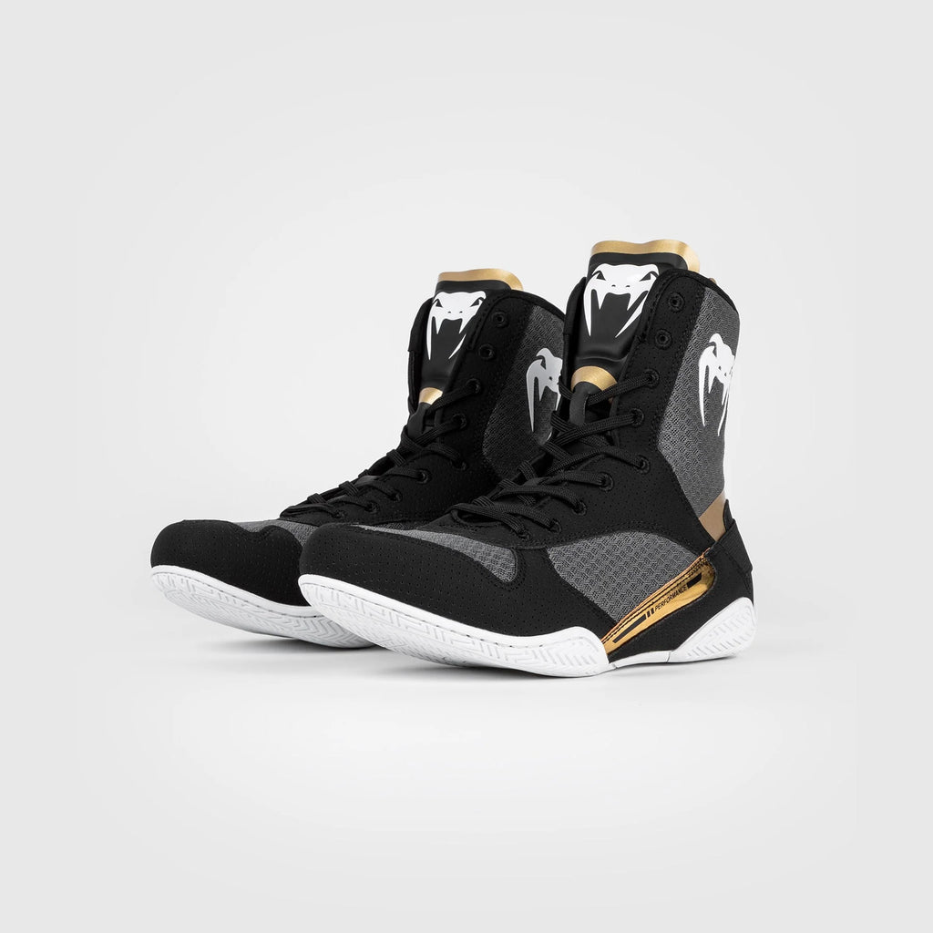 Zapatos de boxeo Venum Elite - Negro/Blanco/Dorado